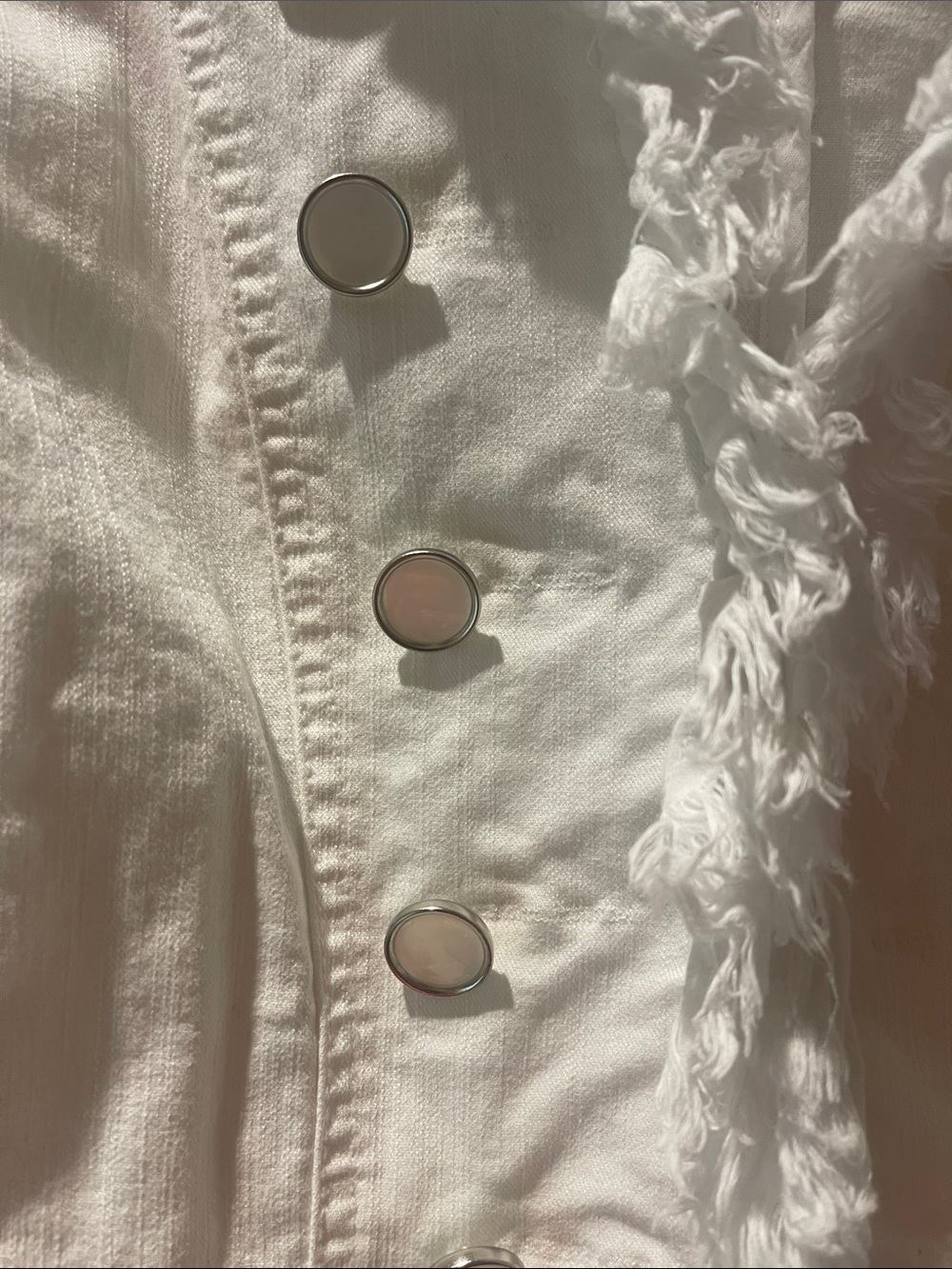 Ruby Rd. White Frayed-Trim Jean Jacket - Picture 3 of 5
